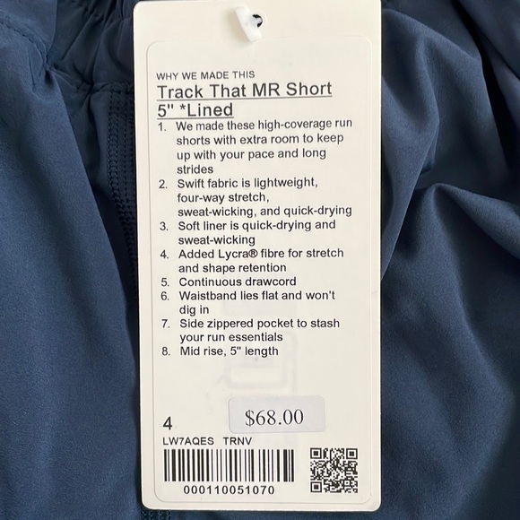 NWT Lululemon Lined Mid Rise Track That Short *5" True Navy Size 4 - Picture 4 of 11